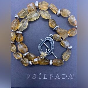 Silpada Vintage Rare HTF Sterling Chunky Citrine Toggle Clasp Necklace